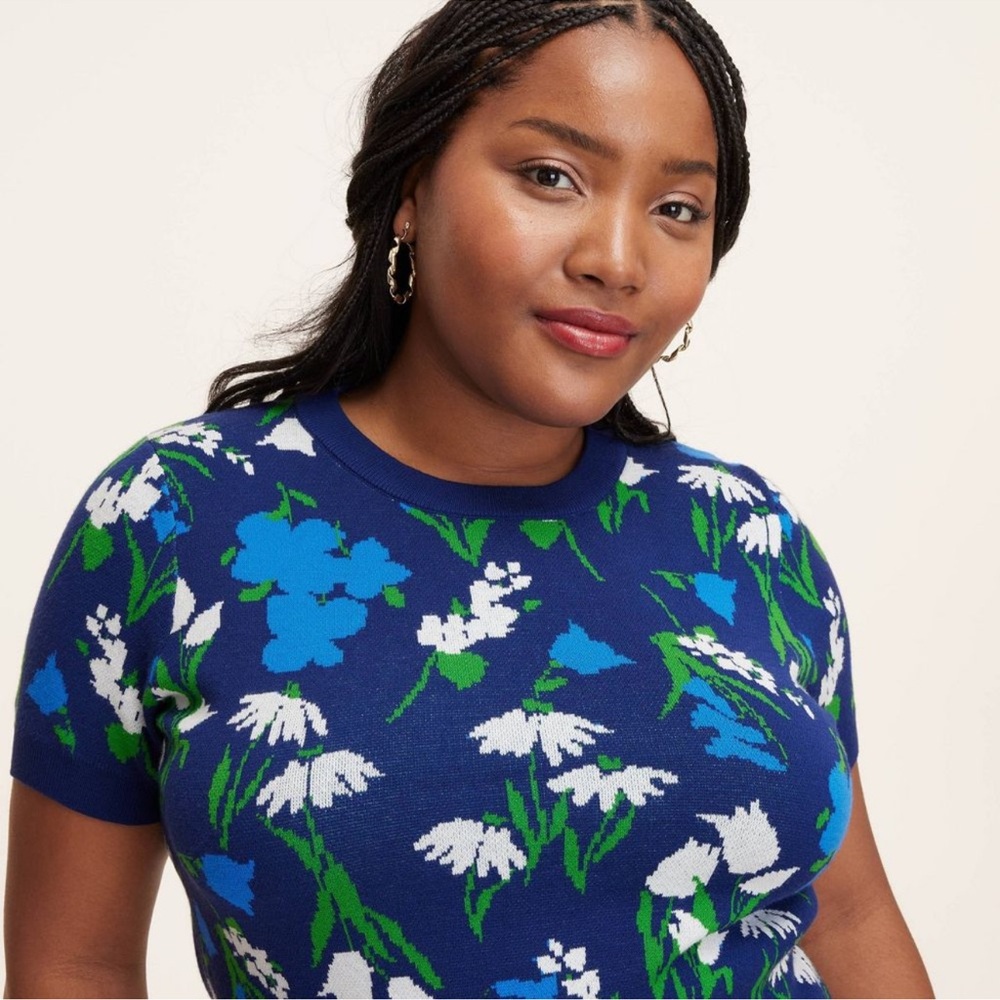 Kate Spade Blue Graphic Fitted T-Shirt Sweater